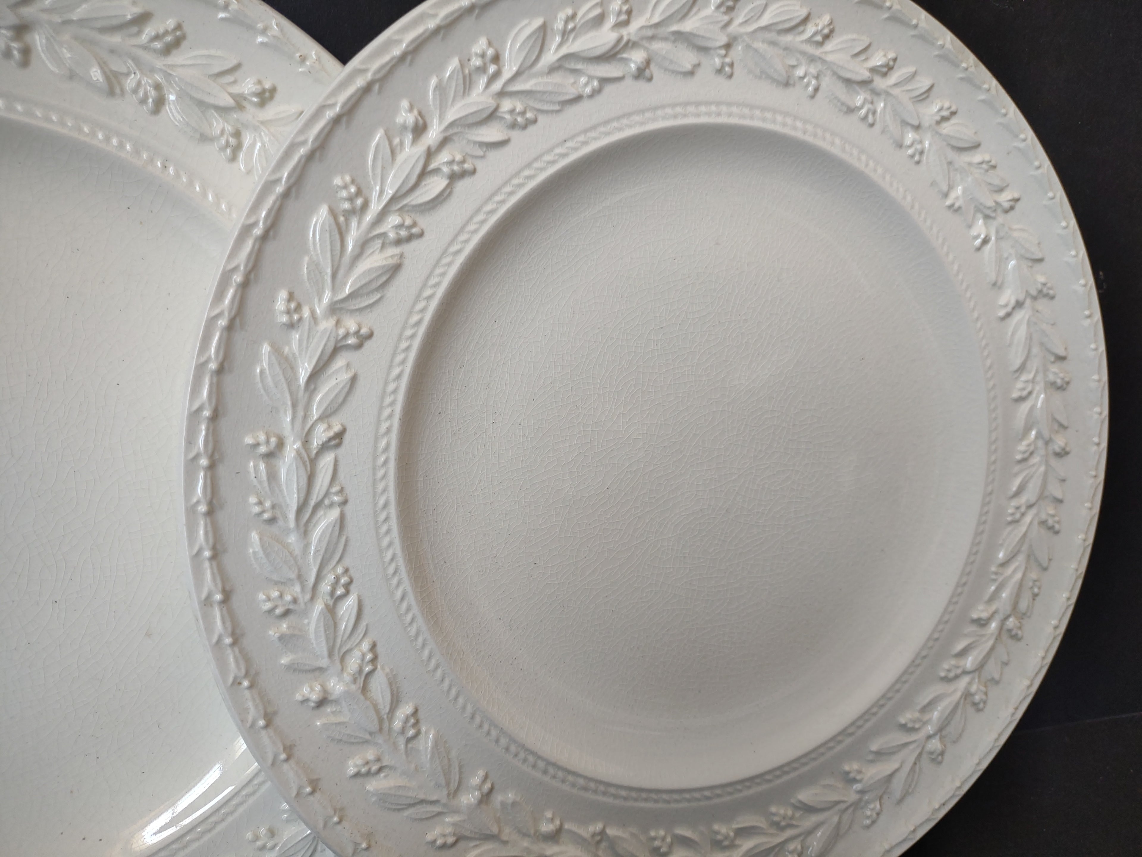 Vintage Wedgwood Embossed Queens Ware Laurel Lunch Plates Set of 2 [6111]
