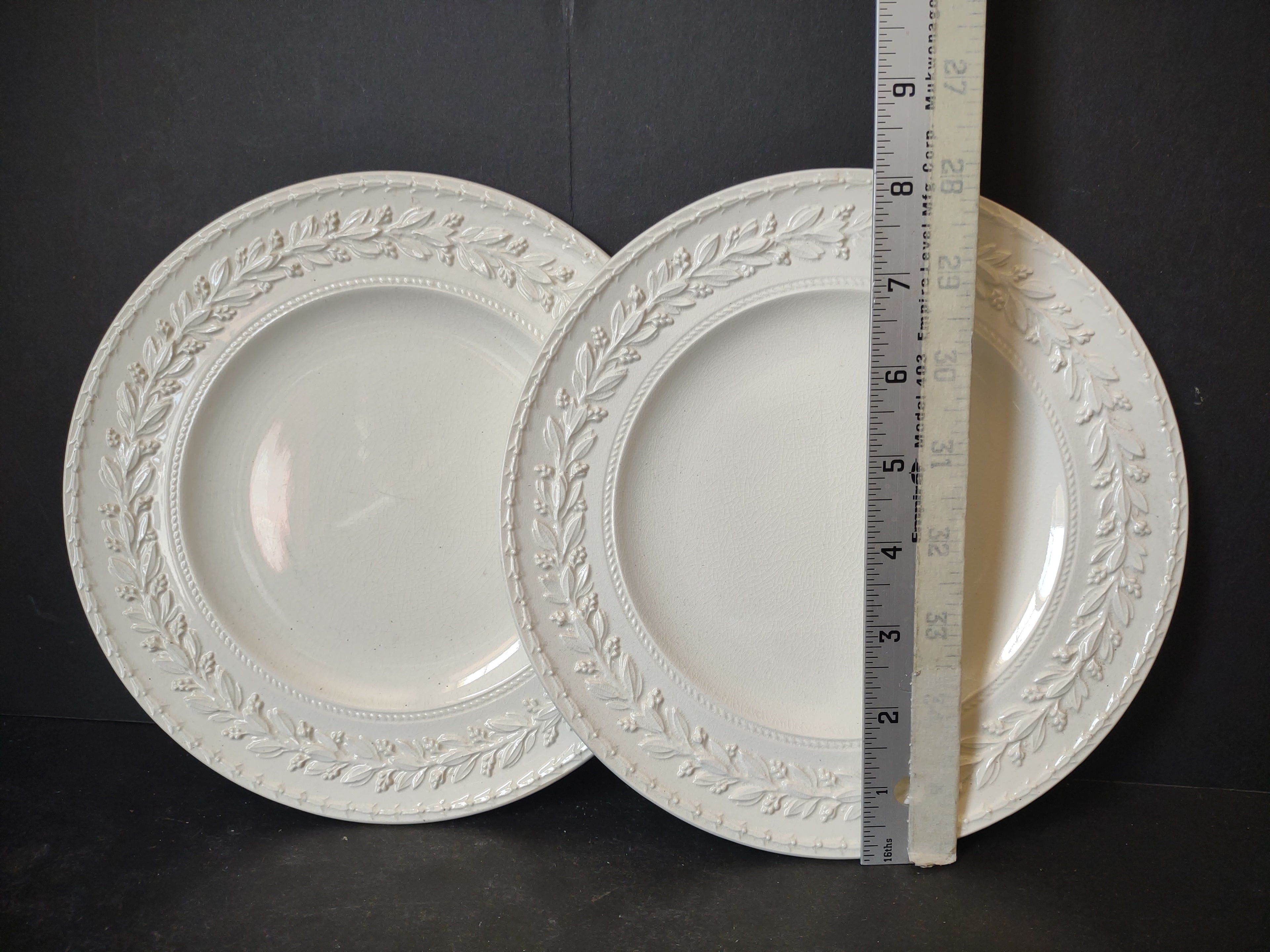 Vintage Wedgwood Embossed Queens Ware Laurel Lunch Plates Set of 2 [6111]