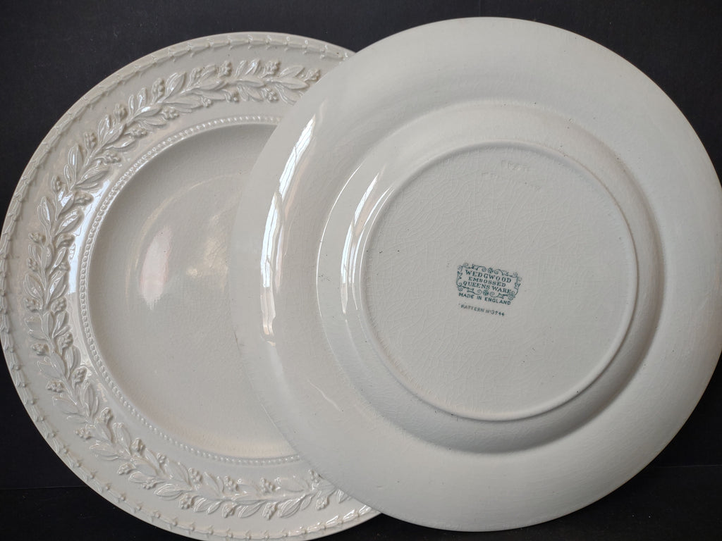 Vintage Wedgwood Embossed Queens Ware Laurel Lunch Plates Set of 2 [6111]