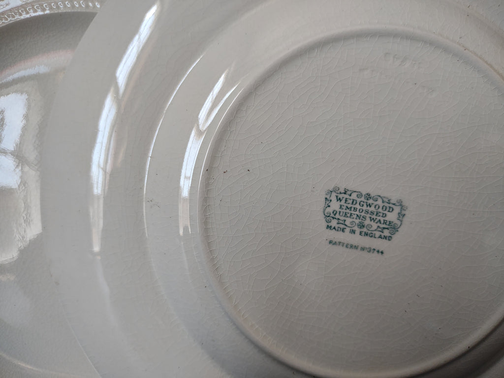 Vintage Wedgwood Embossed Queens Ware Laurel Lunch Plates Set of 2 [6111]