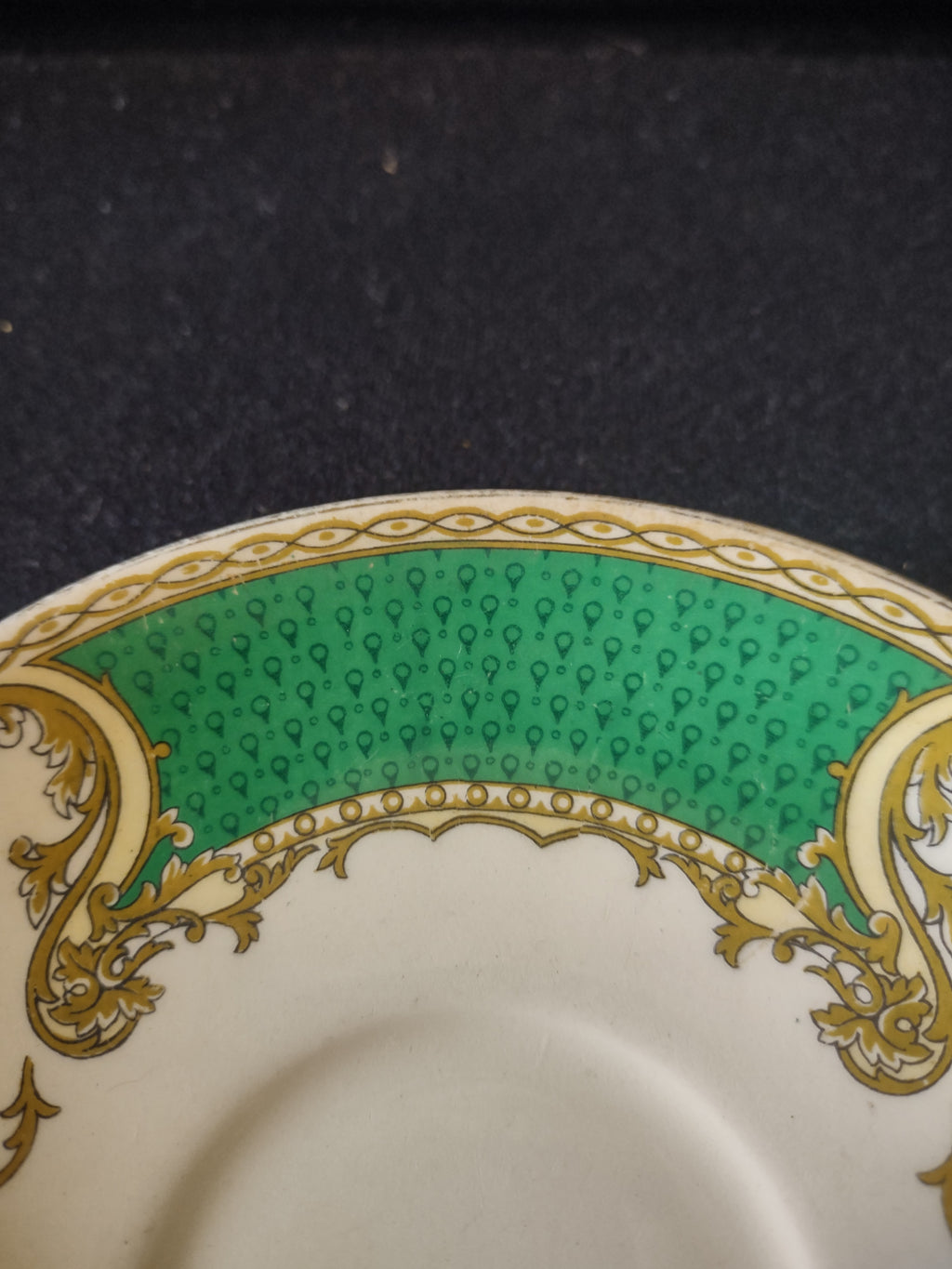 Vintage Myott The Bouquet Green Cup Saucer England [6100]