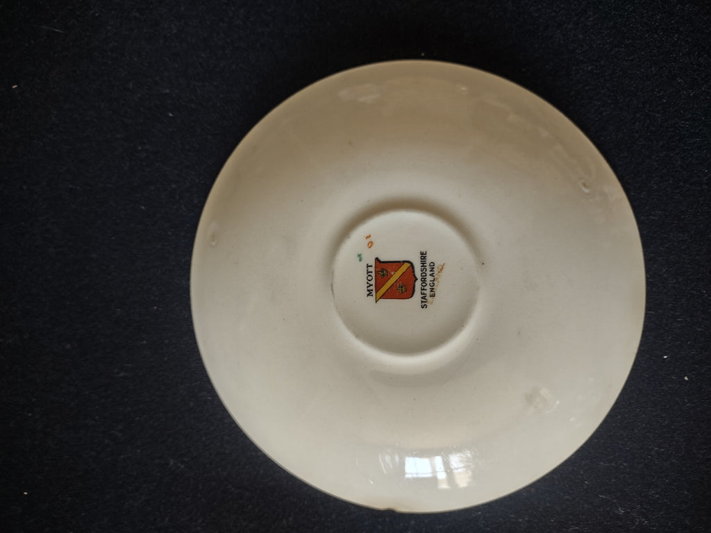Vintage Myott The Bouquet Green Cup Saucer England [6100]