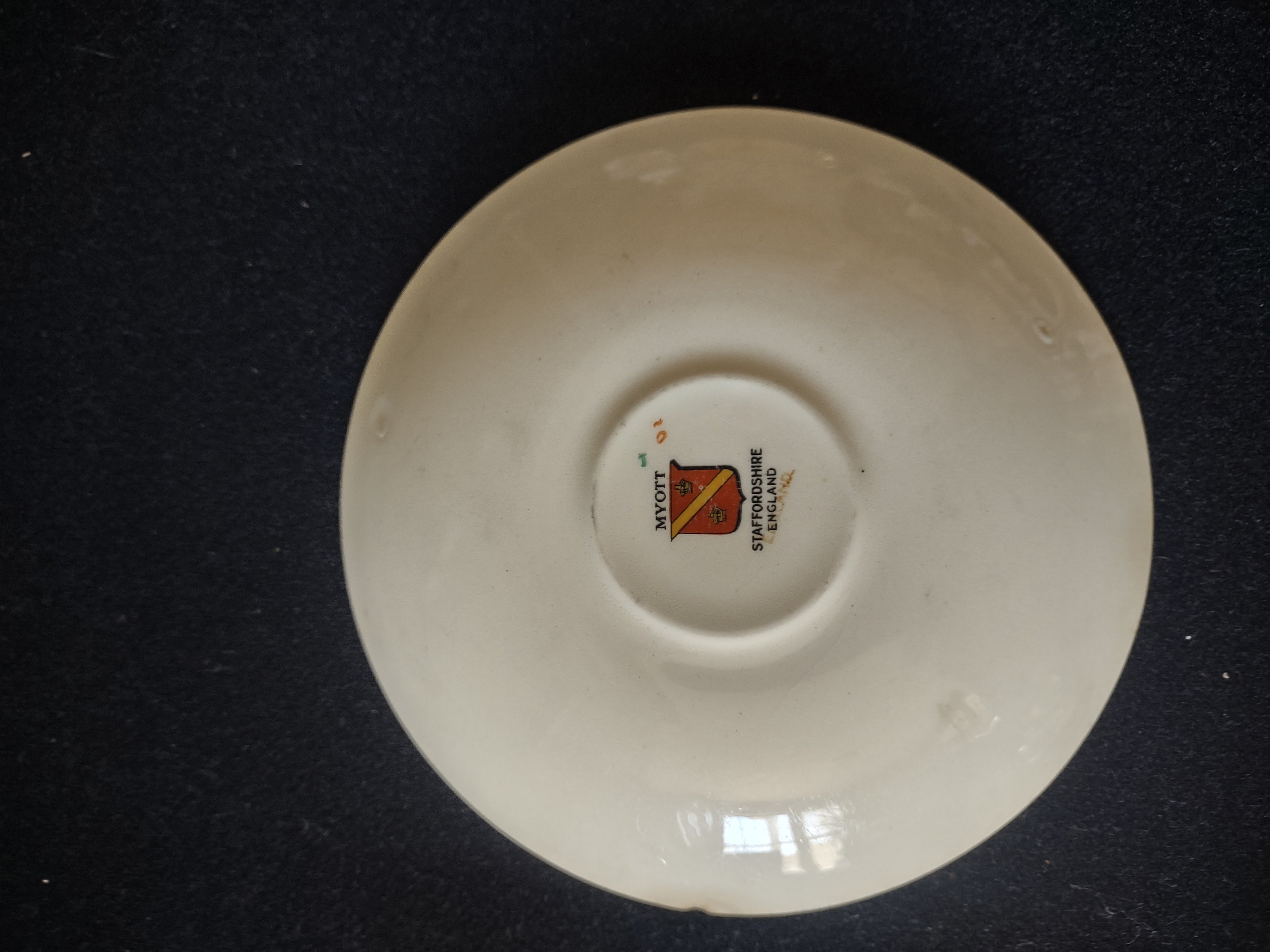 Vintage Myott The Bouquet Green Cup Saucer England [6100]