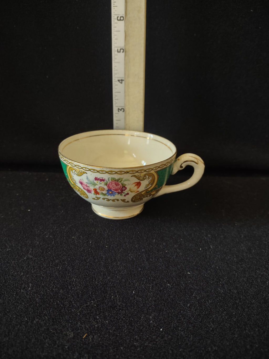 Vintage Myott The Bouquet Green Teacup England [6101]