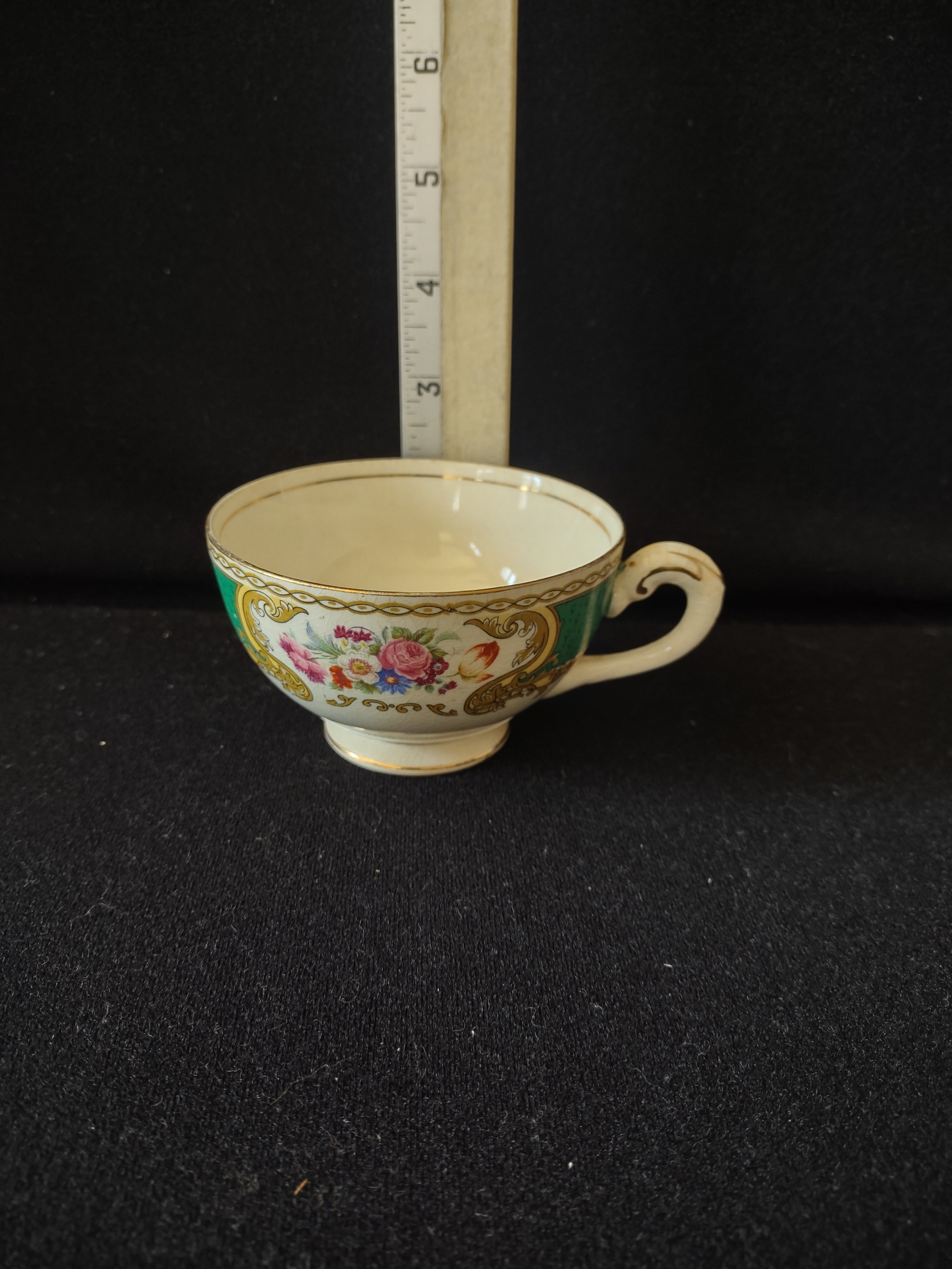 Vintage Myott The Bouquet Green Teacup England [6101]