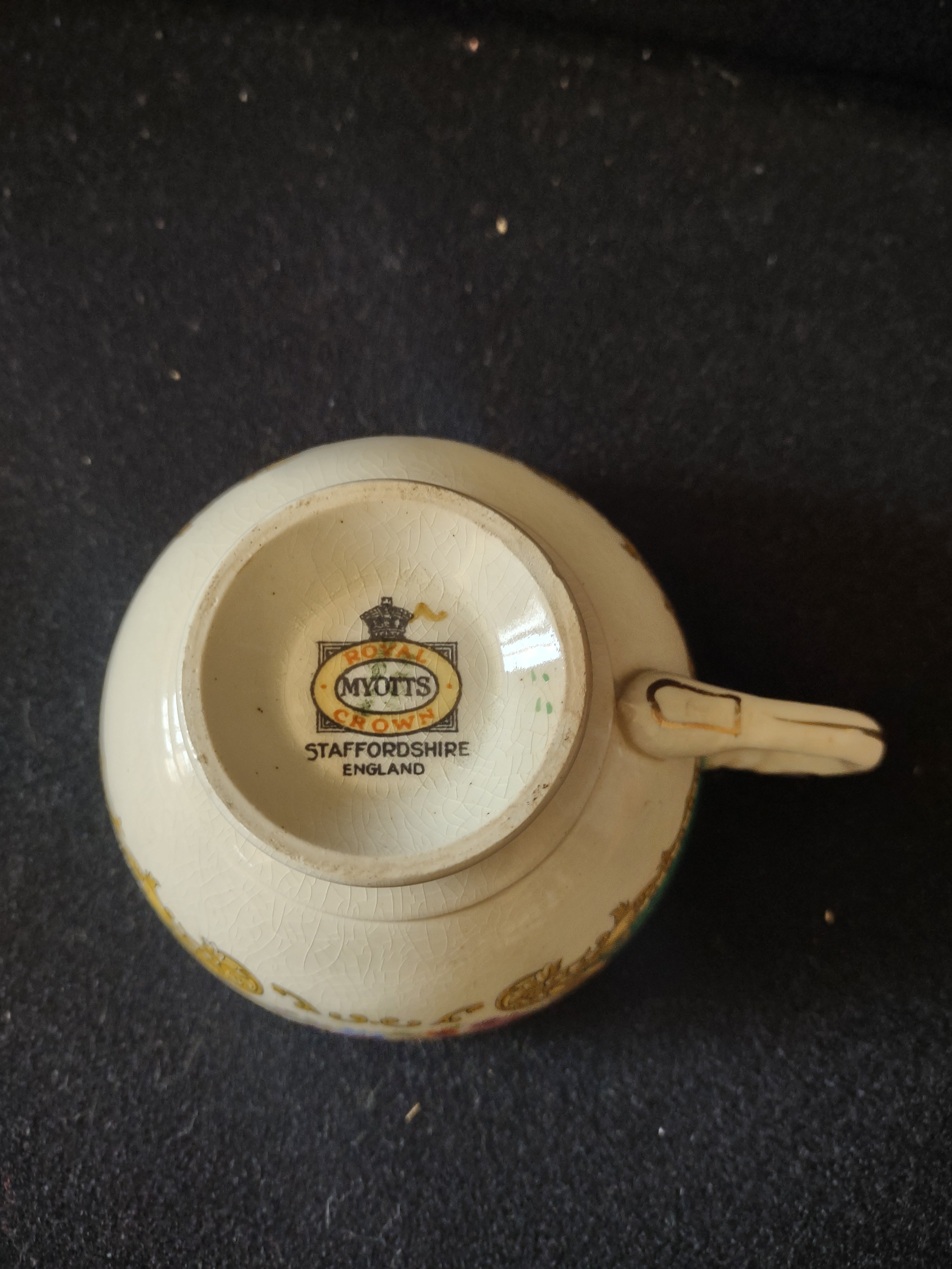 Vintage Myott The Bouquet Green Teacup England [6101]