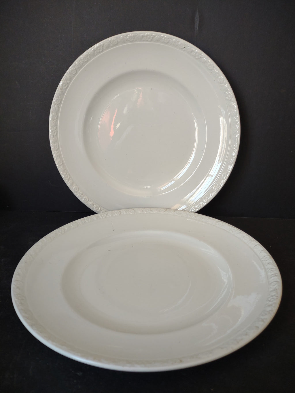 Vintage Wedgwood & Co Embossed Scroll Dinner Plates Set of 2 [6112]