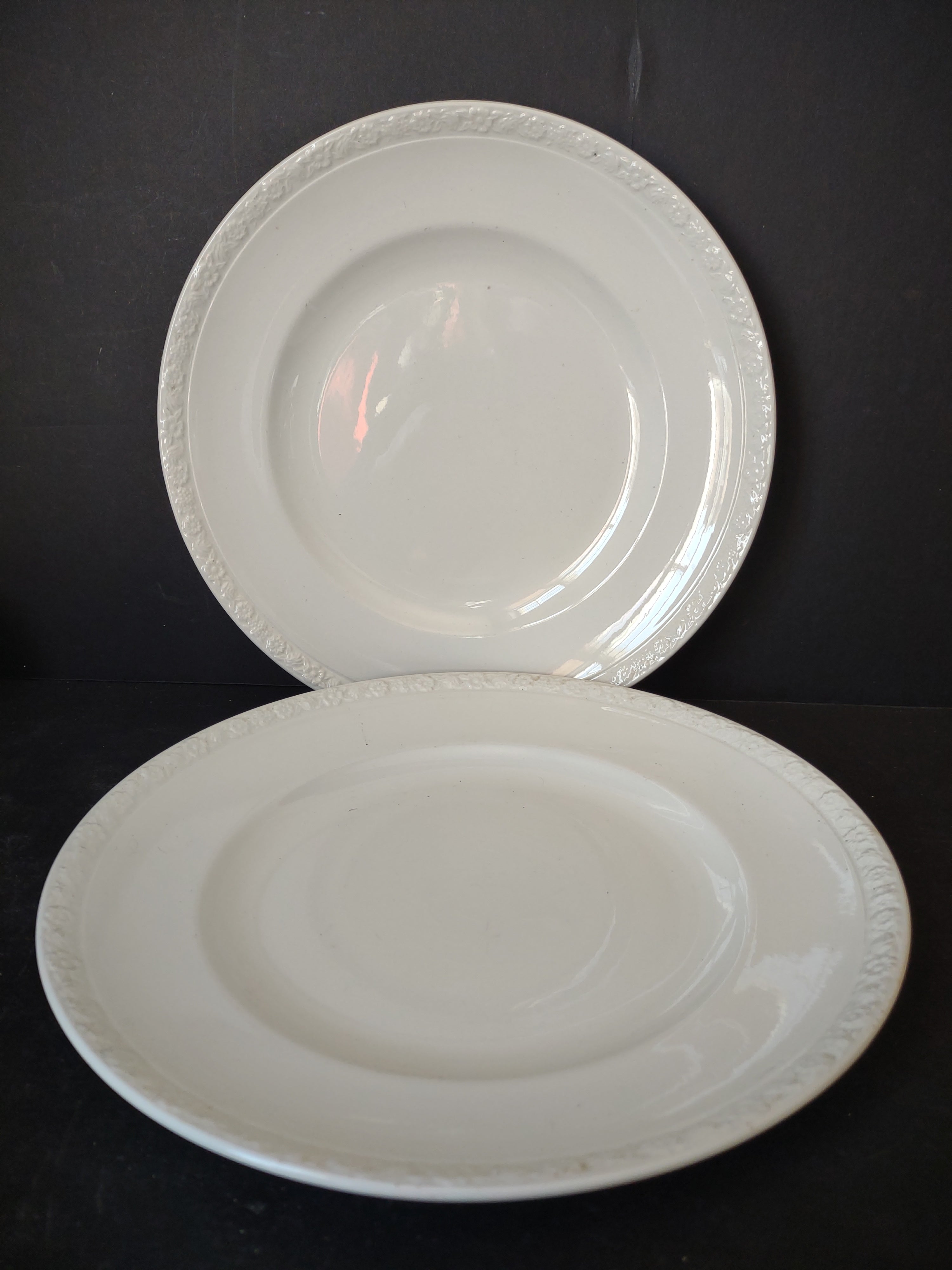 Vintage Wedgwood & Co Embossed Scroll Dinner Plates Set of 2 [6112]