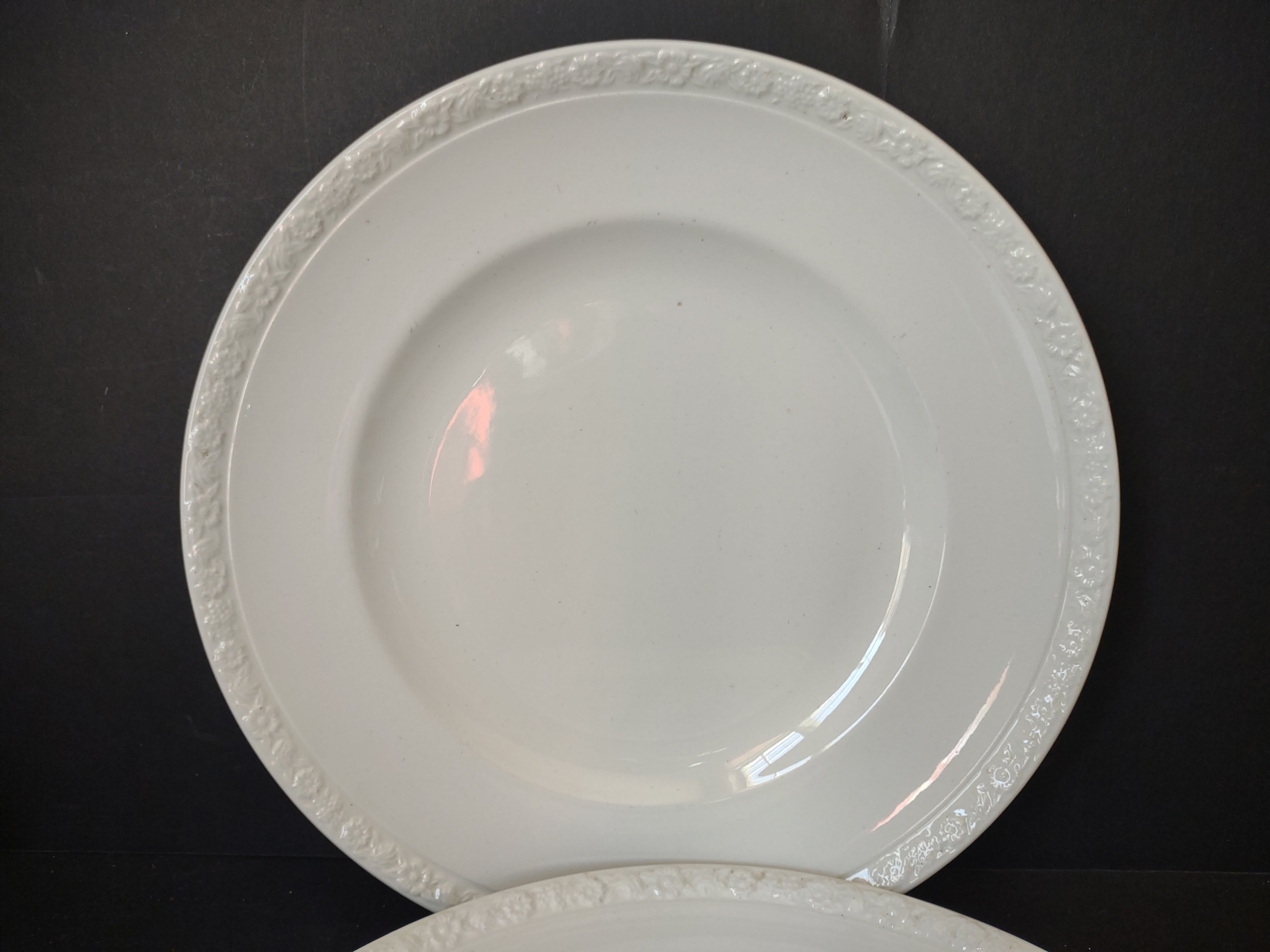 Vintage Wedgwood & Co Embossed Scroll Dinner Plates Set of 2 [6112]