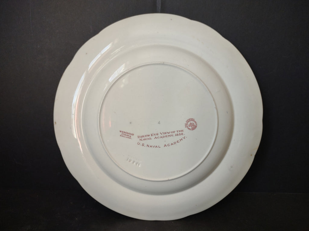Vintage Wedgwood Red Transferware US Naval Academy Bird's Eye View Plate [6113]