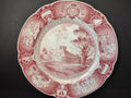 Vintage Wedgwood Red Transferware US Naval Academy Old Fort Severn Plate [6114]