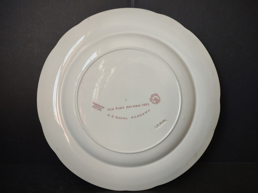 Vintage Wedgwood Red Transferware US Naval Academy Old Fort Severn Plate [6114]