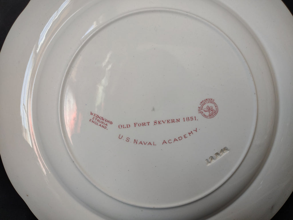Vintage Wedgwood Red Transferware US Naval Academy Old Fort Severn Plate [6114]