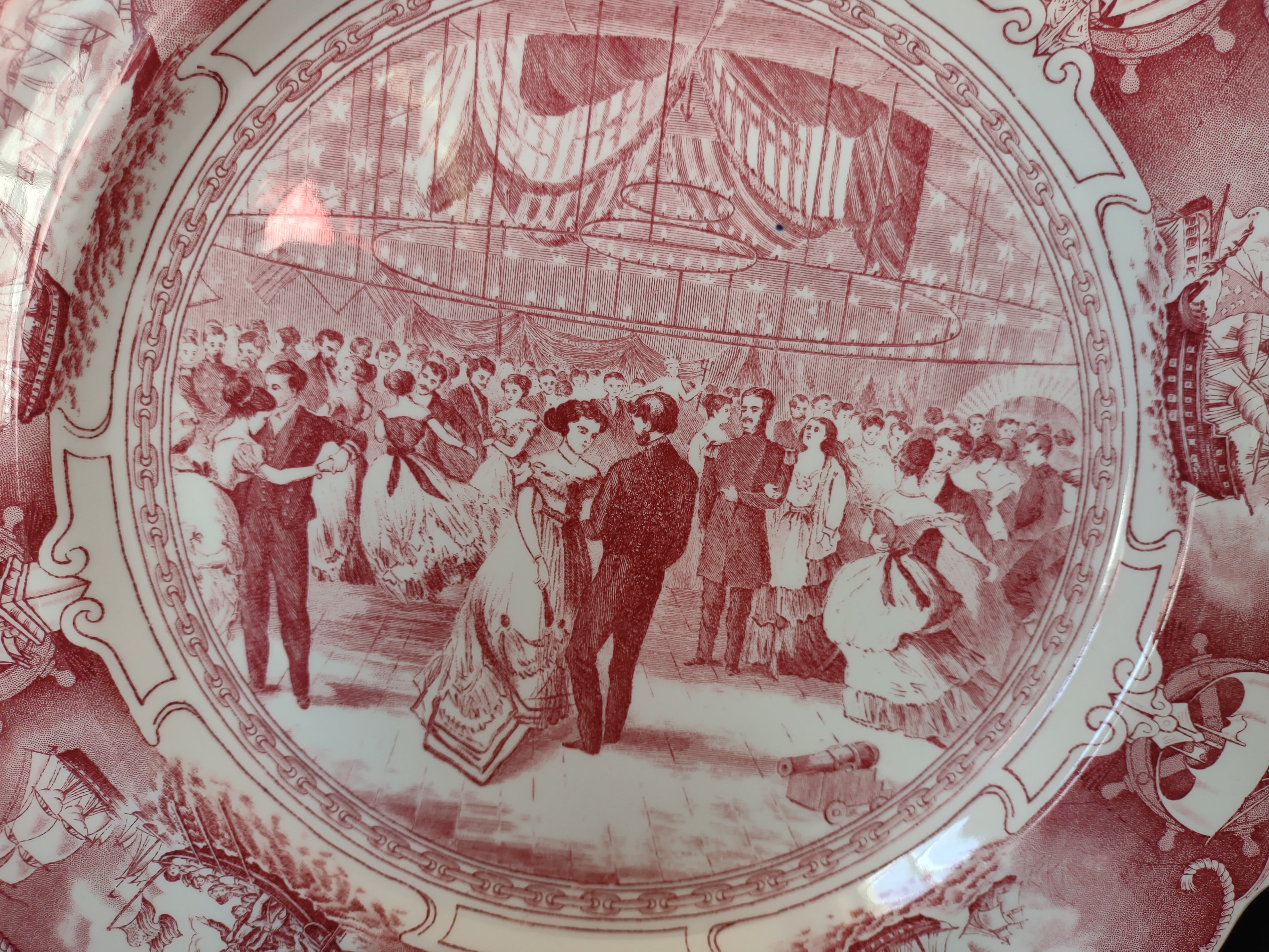 Vintage Wedgwood Red Transferware US Naval Academy Hop 1869 Plate [6116]