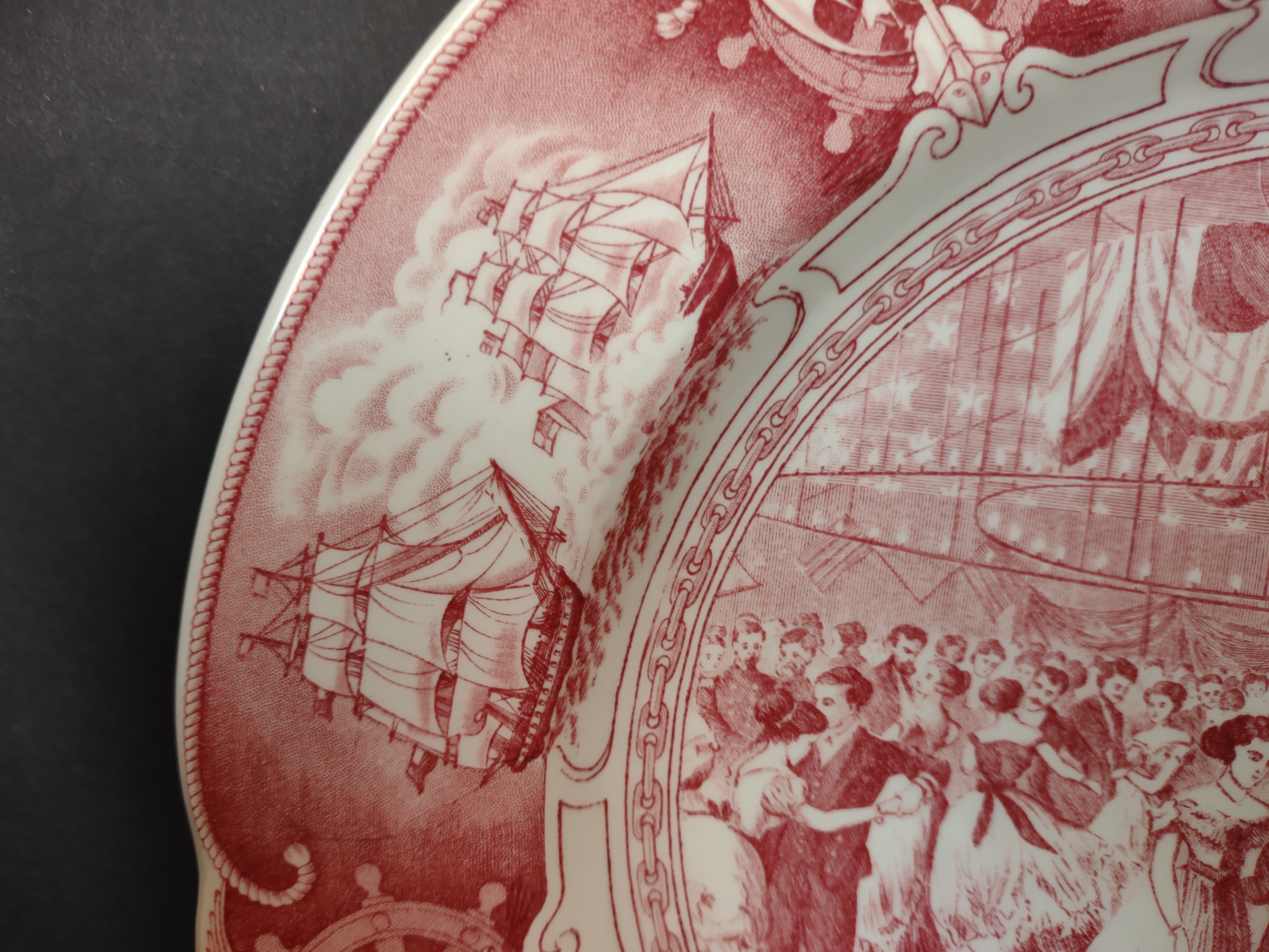Vintage Wedgwood Red Transferware US Naval Academy Hop 1869 Plate [6116]