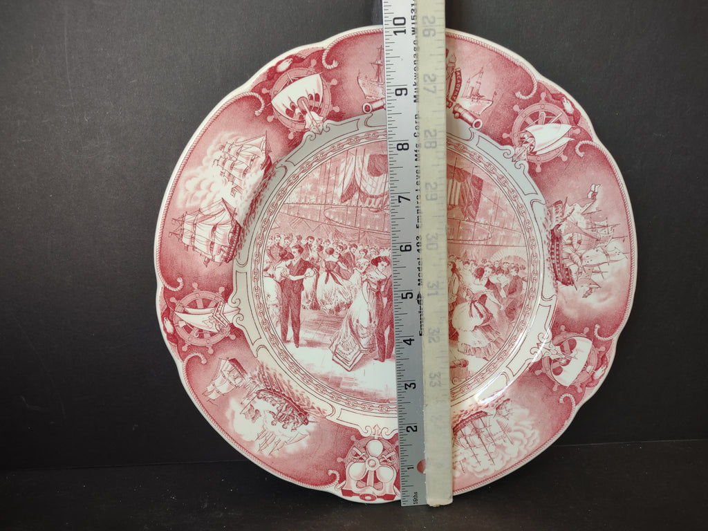 Vintage Wedgwood Red Transferware US Naval Academy Hop 1869 Plate [6116]