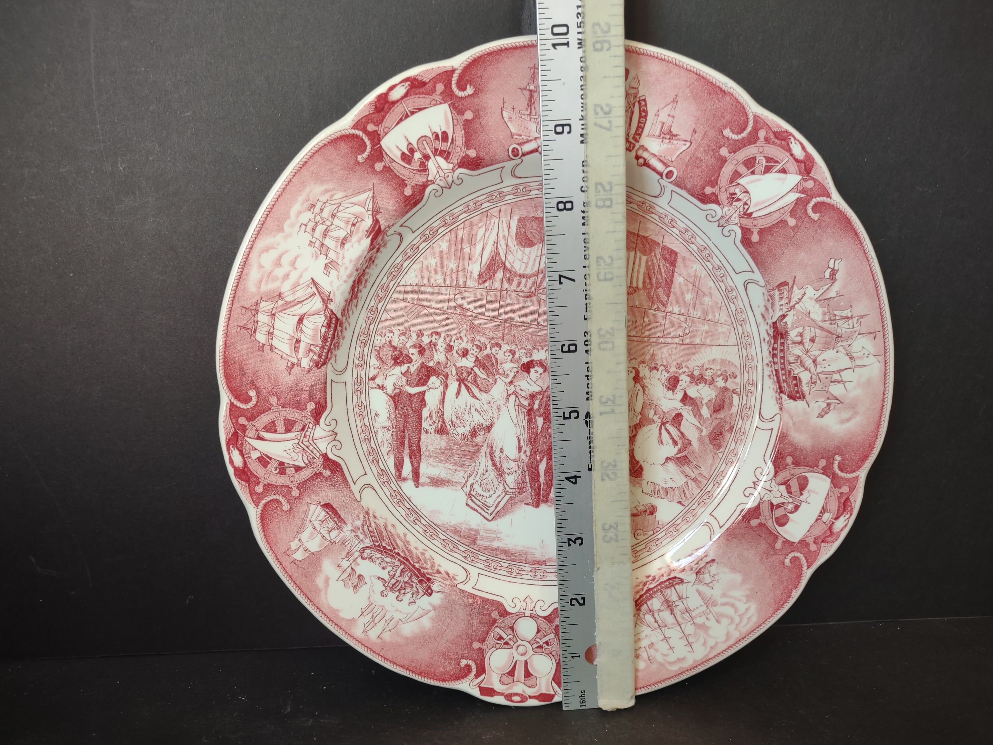 Vintage Wedgwood Red Transferware US Naval Academy Hop 1869 Plate [6116]
