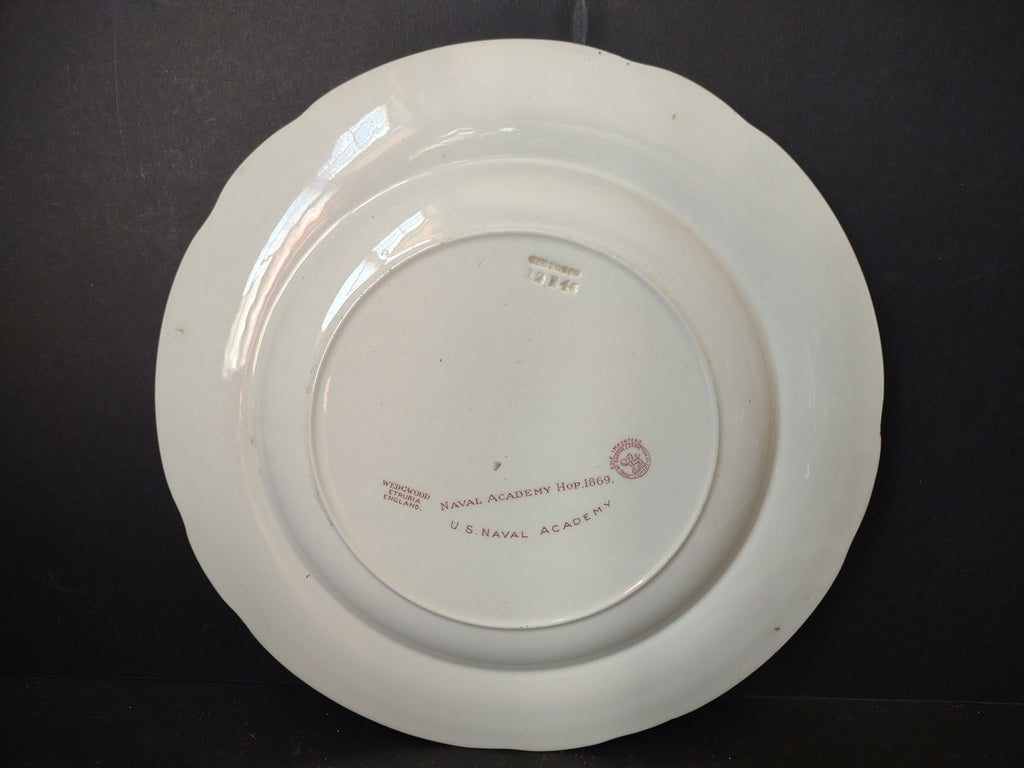 Vintage Wedgwood Red Transferware US Naval Academy Hop 1869 Plate [6116]