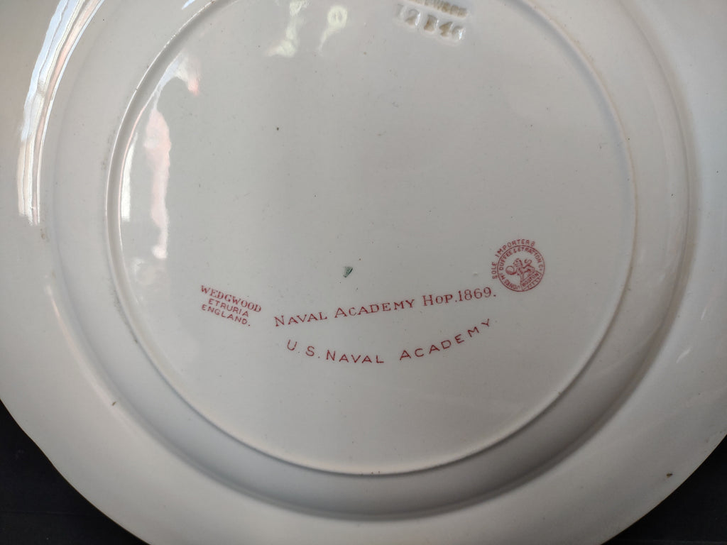 Vintage Wedgwood Red Transferware US Naval Academy Hop 1869 Plate [6116]