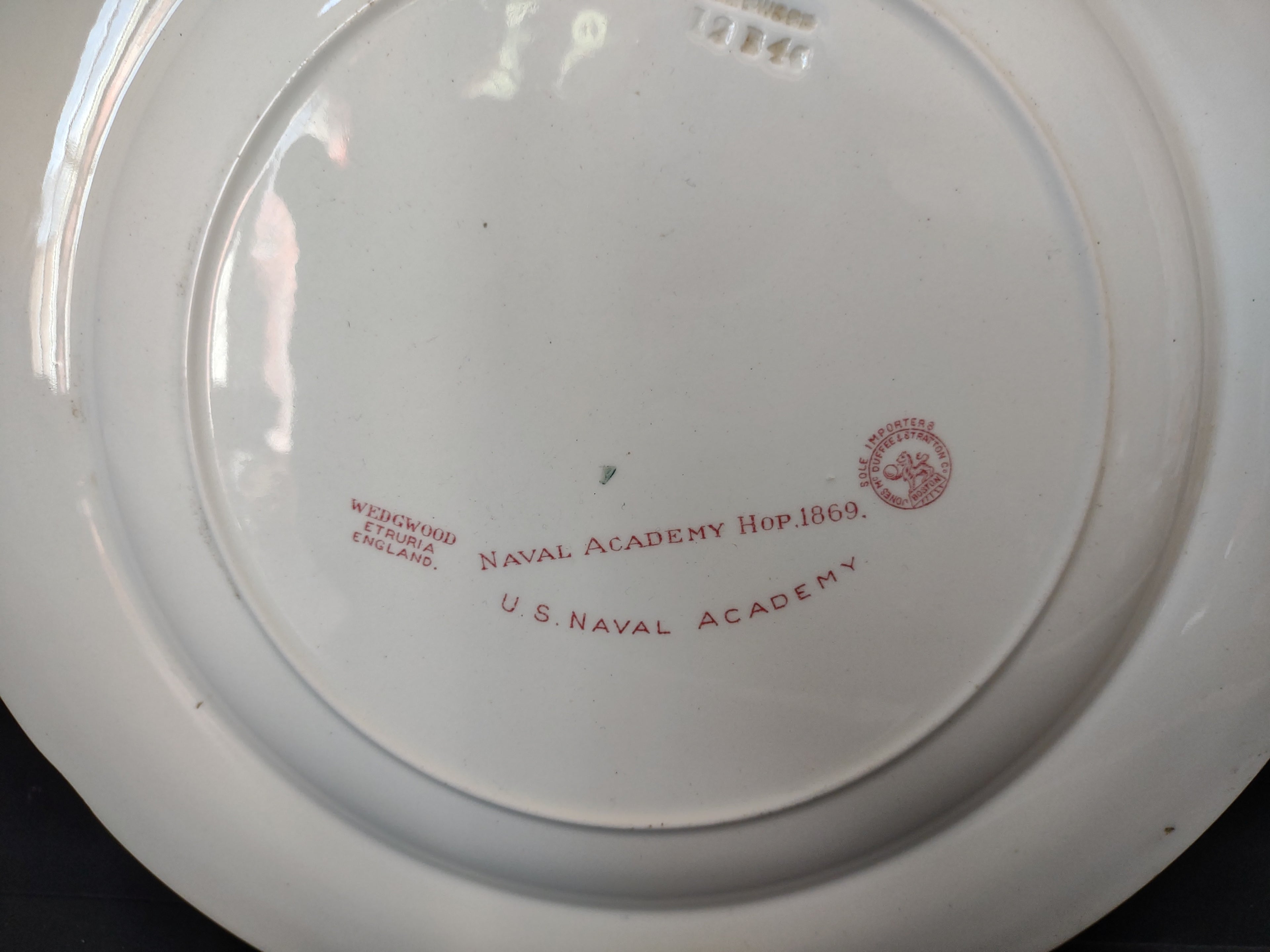 Vintage Wedgwood Red Transferware US Naval Academy Hop 1869 Plate [6116]