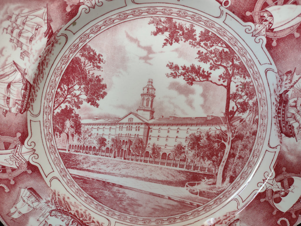 Vintage Wedgwood Red Transferware US Naval Academy Plate 10" [6117]