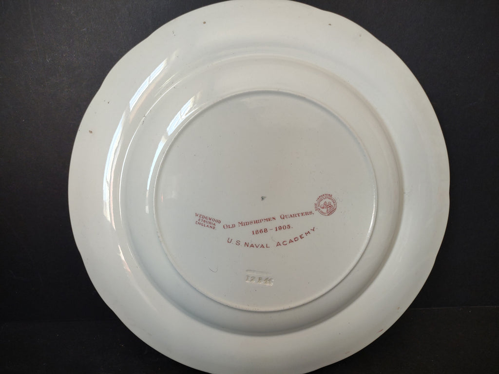 Vintage Wedgwood Red Transferware US Naval Academy Plate 10" [6117]