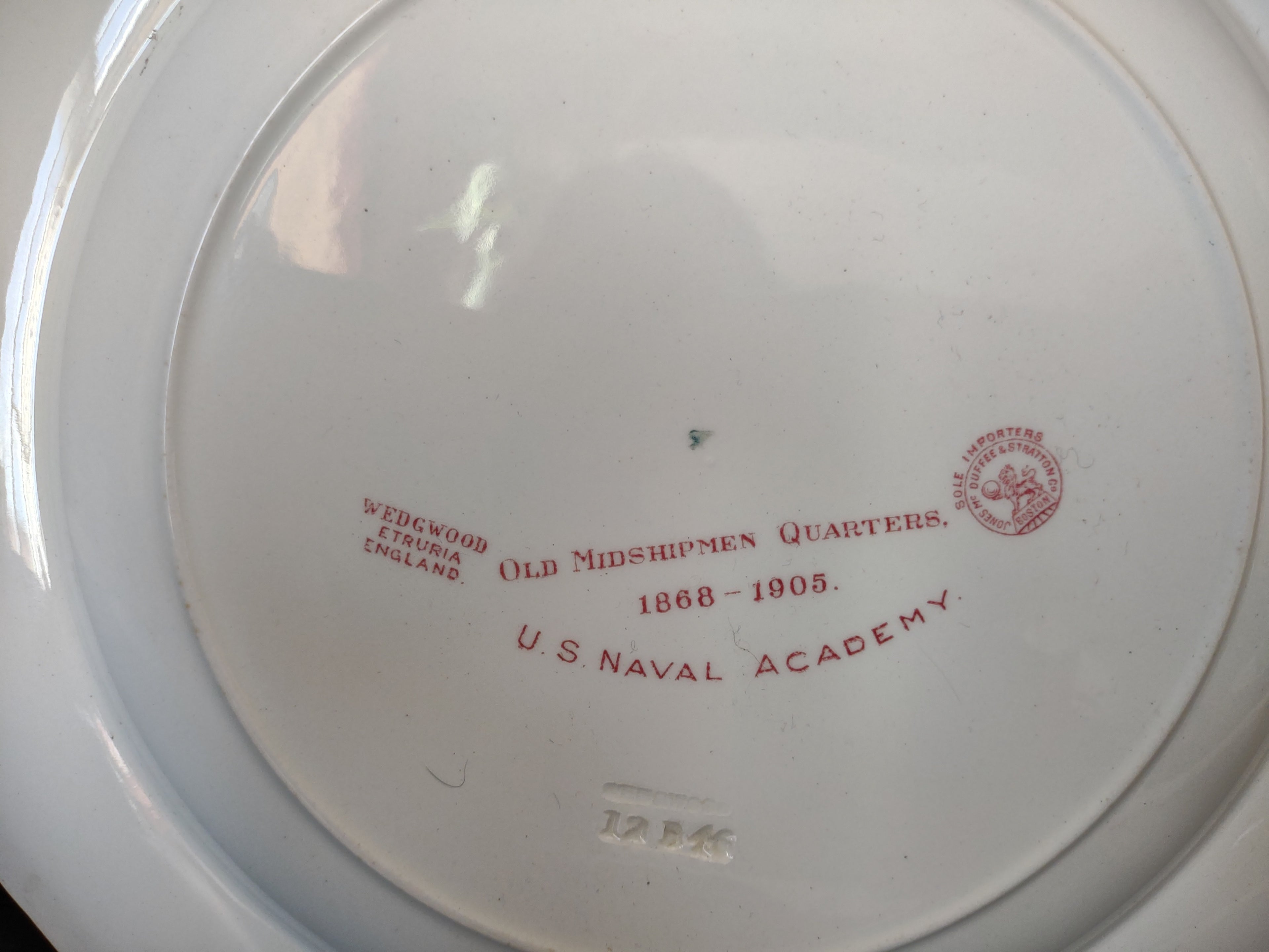 Vintage Wedgwood Red Transferware US Naval Academy Plate 10" [6117]
