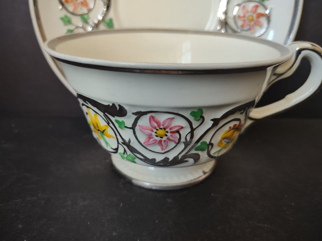 Vintage Wedgwood Patrician Hand Painted Floral Cup Saucer Set [6118]