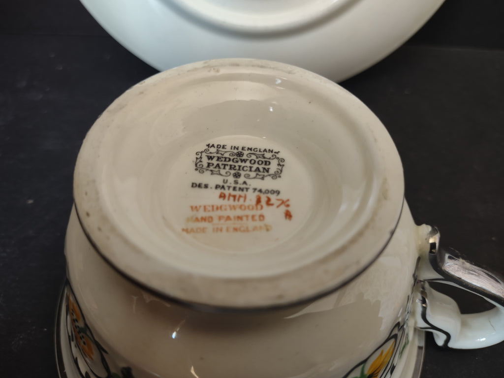 Vintage Wedgwood Patrician Hand Painted Floral Cup Saucer Set [6118]