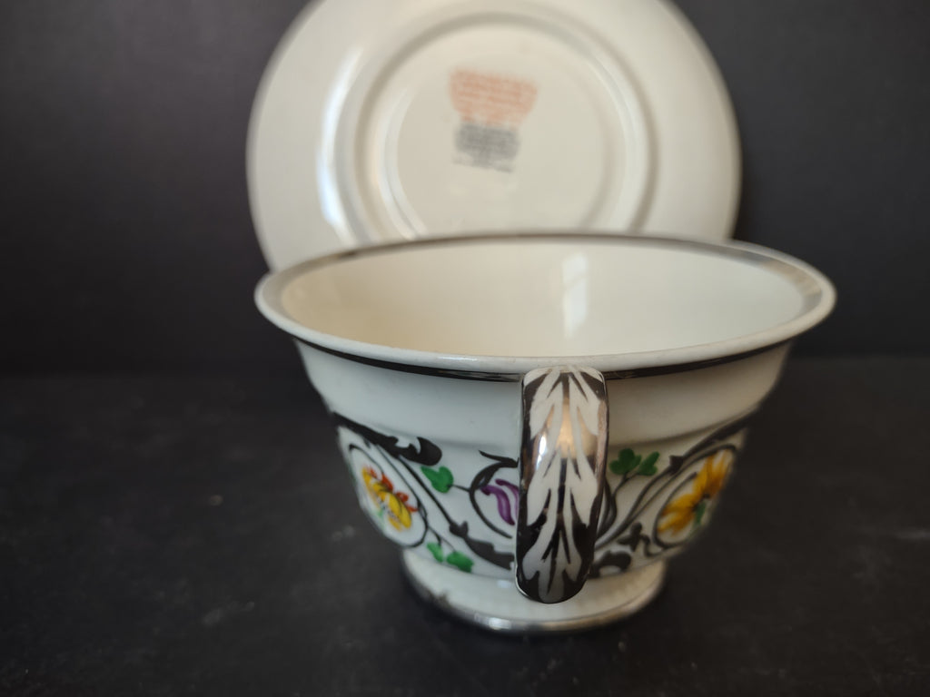 Vintage Wedgwood Patrician Hand Painted Floral Cup Saucer Set [6118]