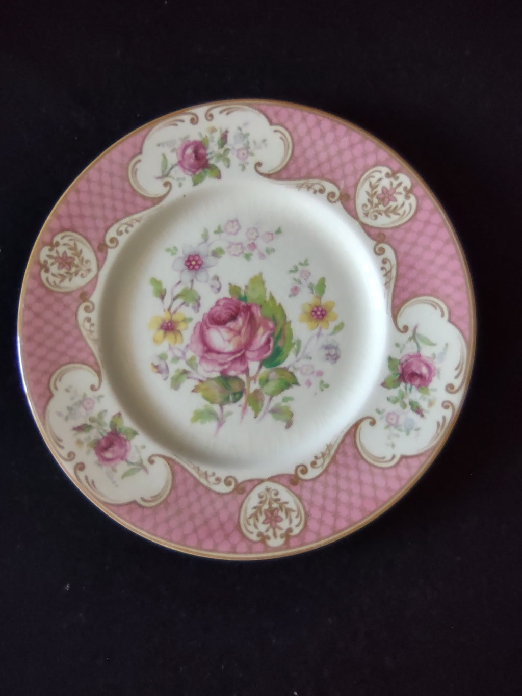 Vintage Myott Staffordshire Rose Luncheon Plate England Set Of 3 [6121]