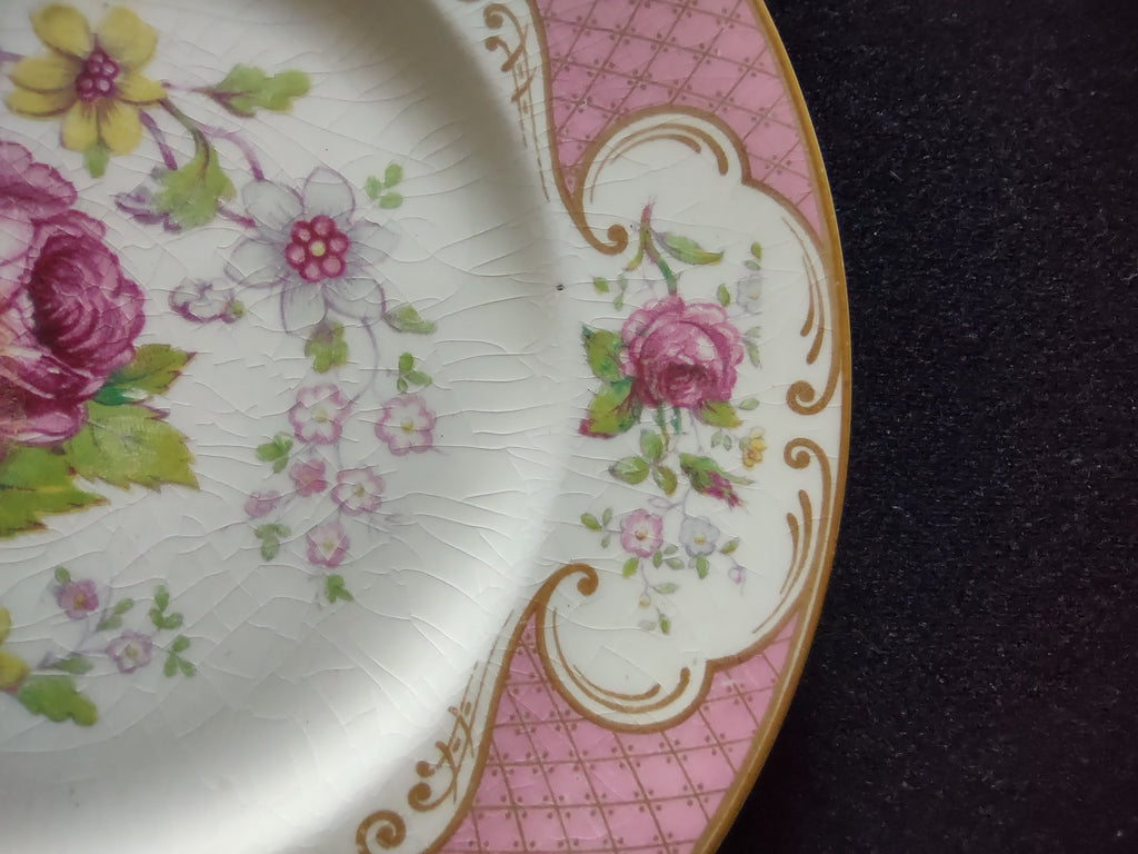 Vintage Myott Staffordshire Rose Luncheon Plate England Set Of 3 [6121]