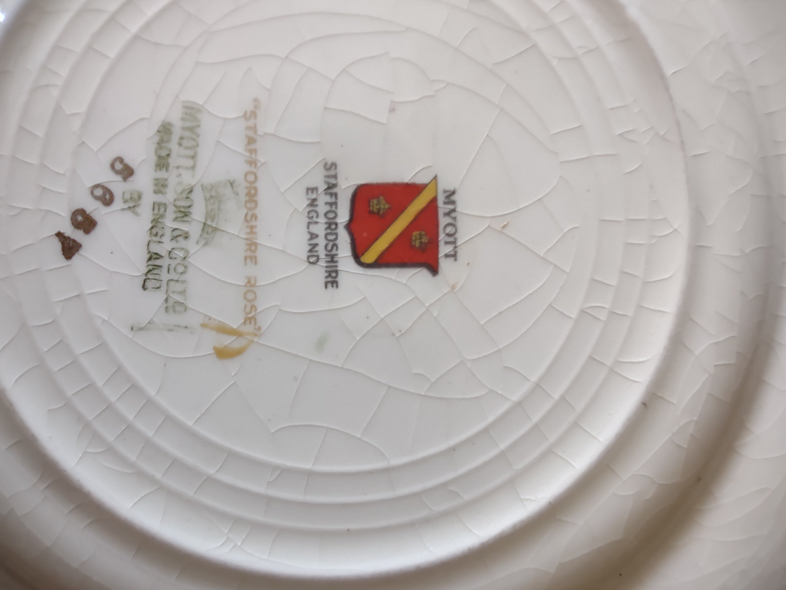 Vintage Myott Staffordshire Rose Luncheon Plate England Set Of 3 [6121]