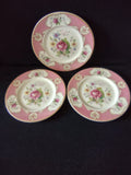 Vintage Myott Staffordshire Rose Luncheon Plate England Set Of 3 [6121]