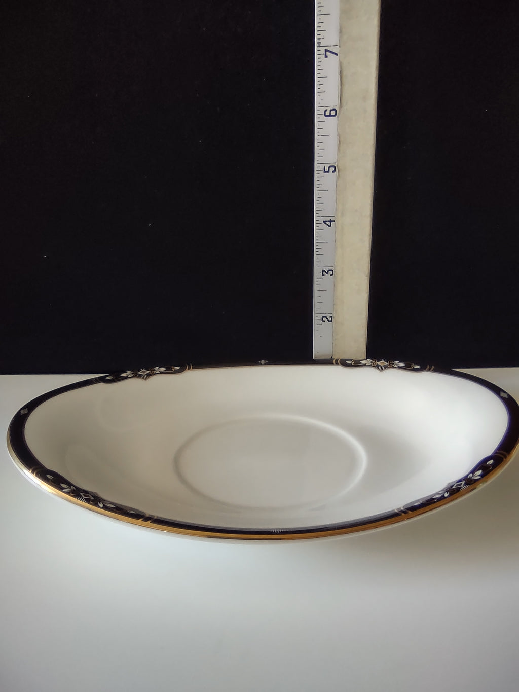 Vintage Wedgwood Preston Saucer Bone China Black Gold England [6123]