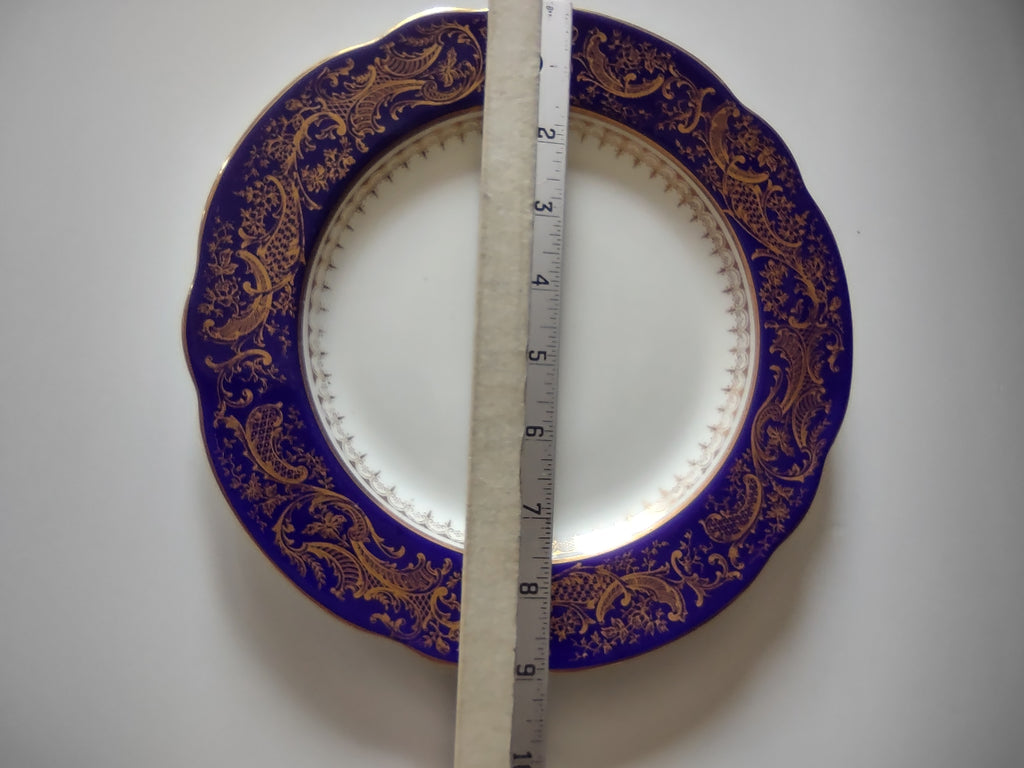 Vintage Wedgwood Dinner Plate Cobalt Blue Gold Acanthus England [6124]