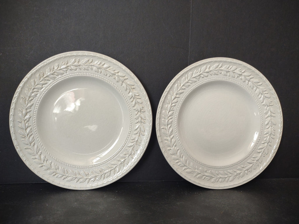 Vintage Wedgwood Embossed Queens Ware Small Plates Pair Crazing [6169]