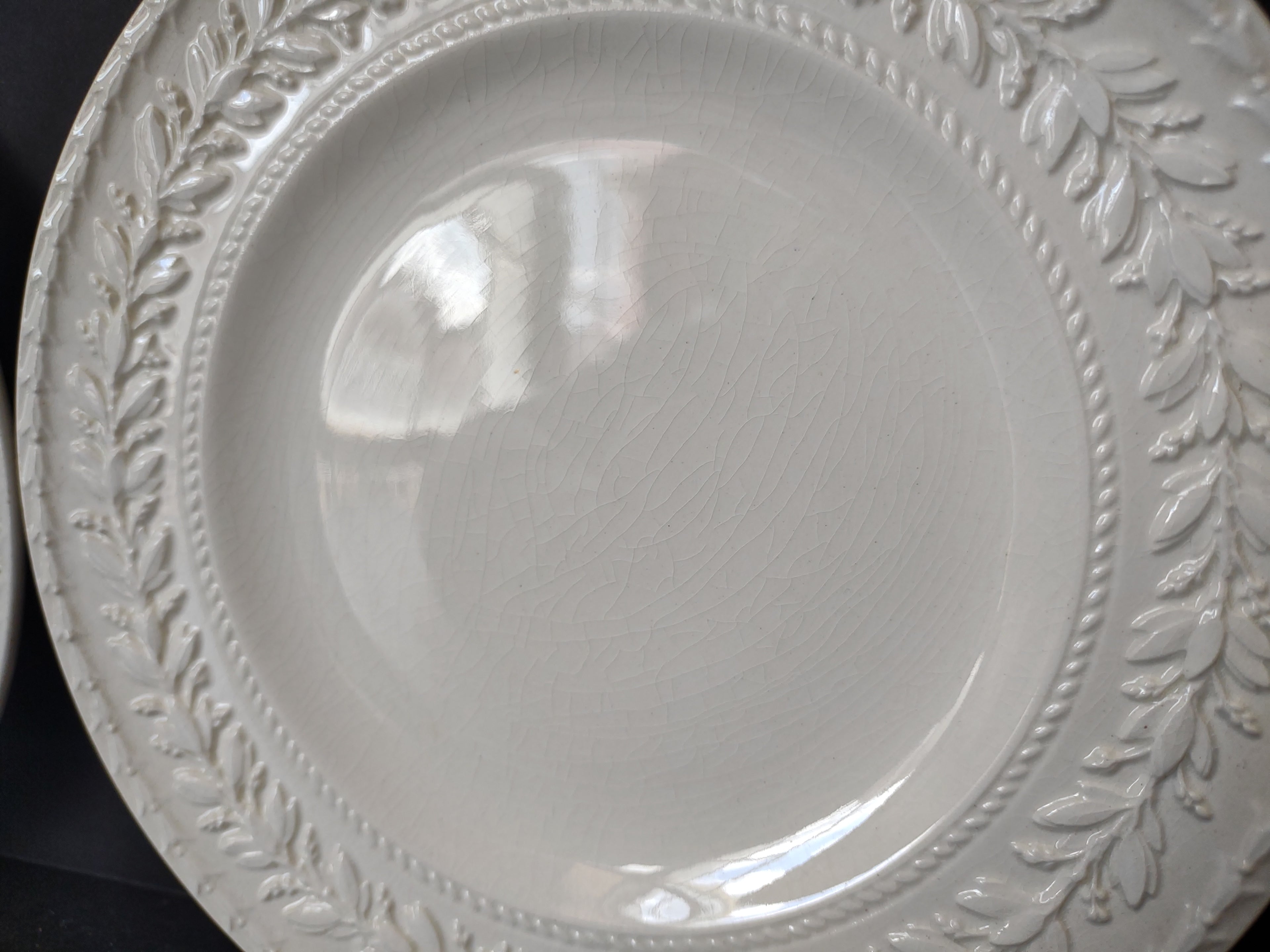 Vintage Wedgwood Embossed Queens Ware Small Plates Pair Crazing [6169]