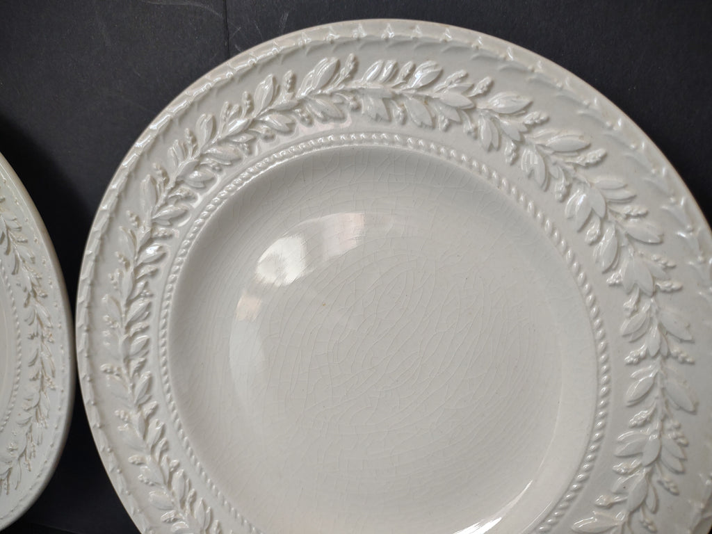 Vintage Wedgwood Embossed Queens Ware Small Plates Pair Crazing [6169]