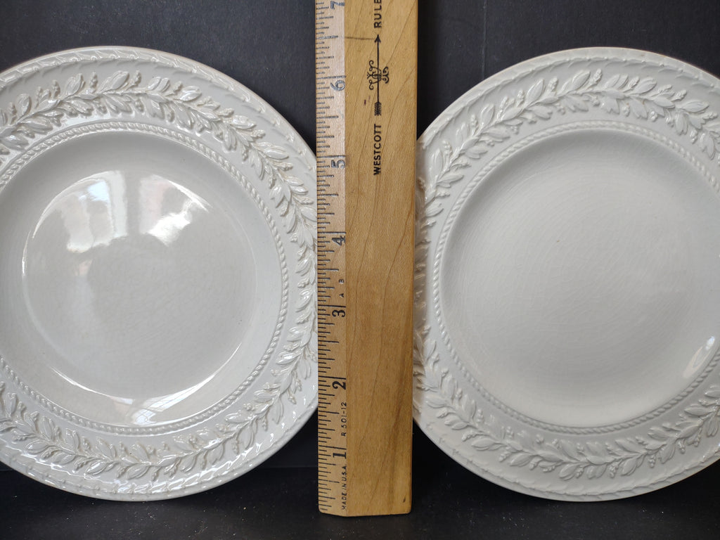 Vintage Wedgwood Embossed Queens Ware Small Plates Pair Crazing [6169]