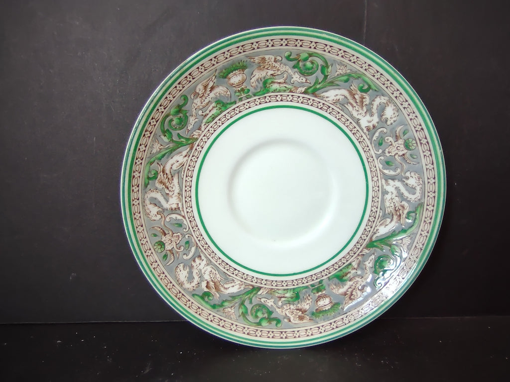 Vintage Wedgwood Flying Dragon Green Transferware Saucer England [6167]