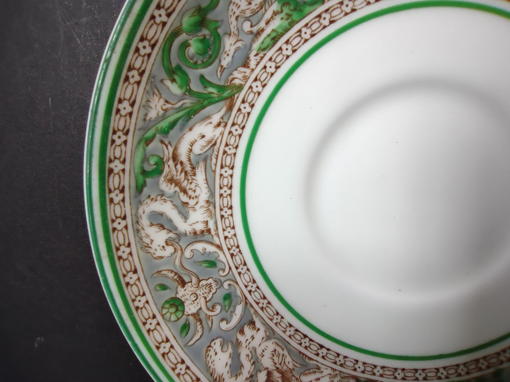 Vintage Wedgwood Flying Dragon Green Transferware Saucer England [6167]