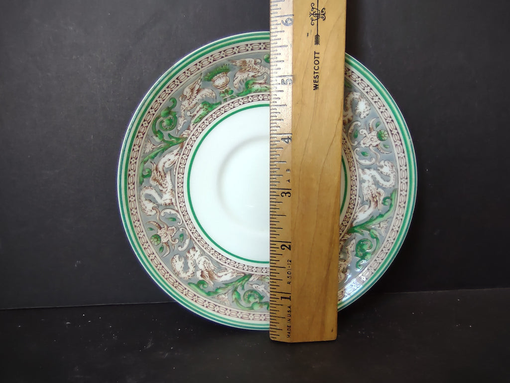 Vintage Wedgwood Flying Dragon Green Transferware Saucer England [6167]