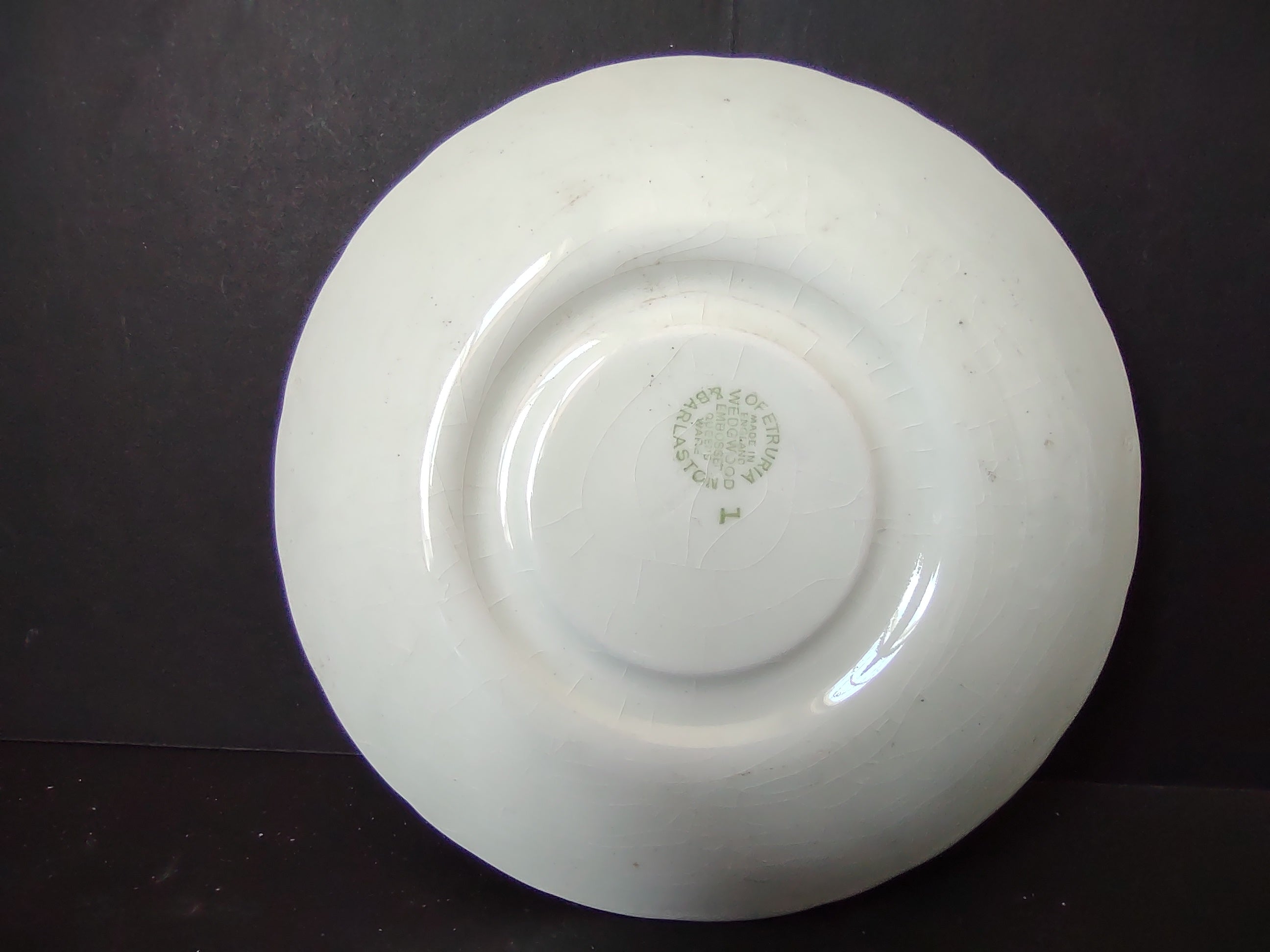 Vintage Wedgwood Etruria Arlas White Embossed Floral Saucer Crazing [6165]