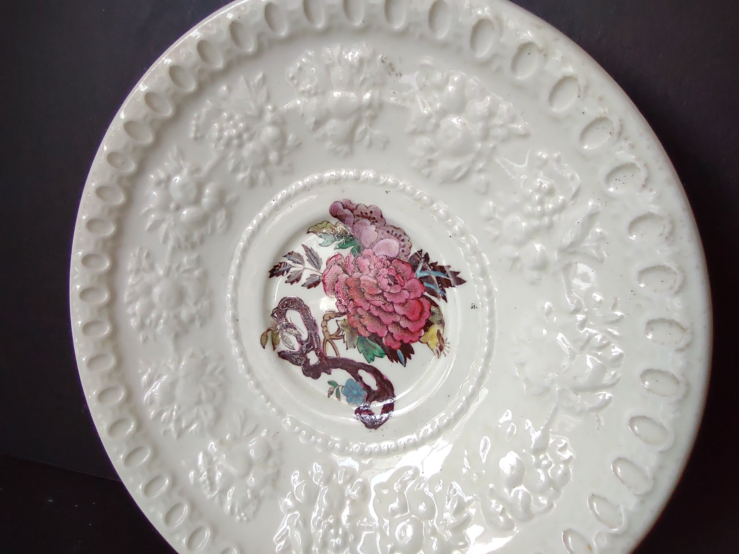 Vintage Wedgwood Bullfinch Wellesley Embossed Saucers Set of 2 [6162]