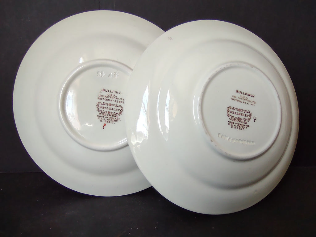 Vintage Wedgwood Bullfinch Wellesley Embossed Saucers Set of 2 [6162]