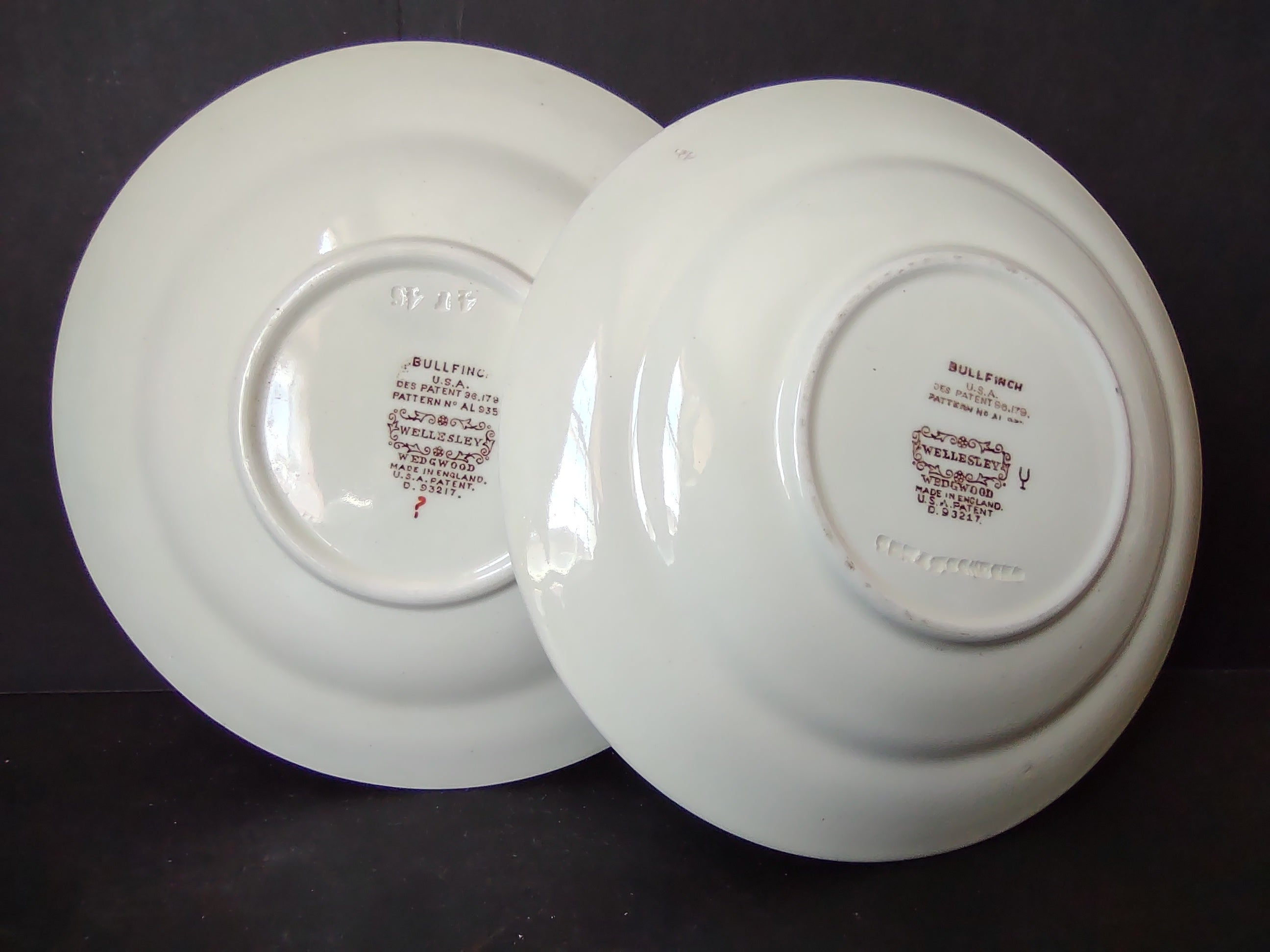 Vintage Wedgwood Bullfinch Wellesley Embossed Saucers Set of 2 [6162]