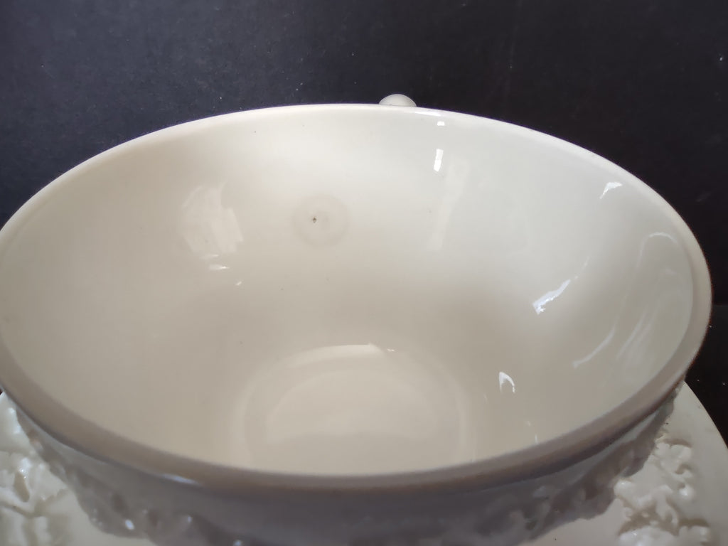 Vintage Wedgwood Embossed Queens Ware White Cup Saucer England [6161]