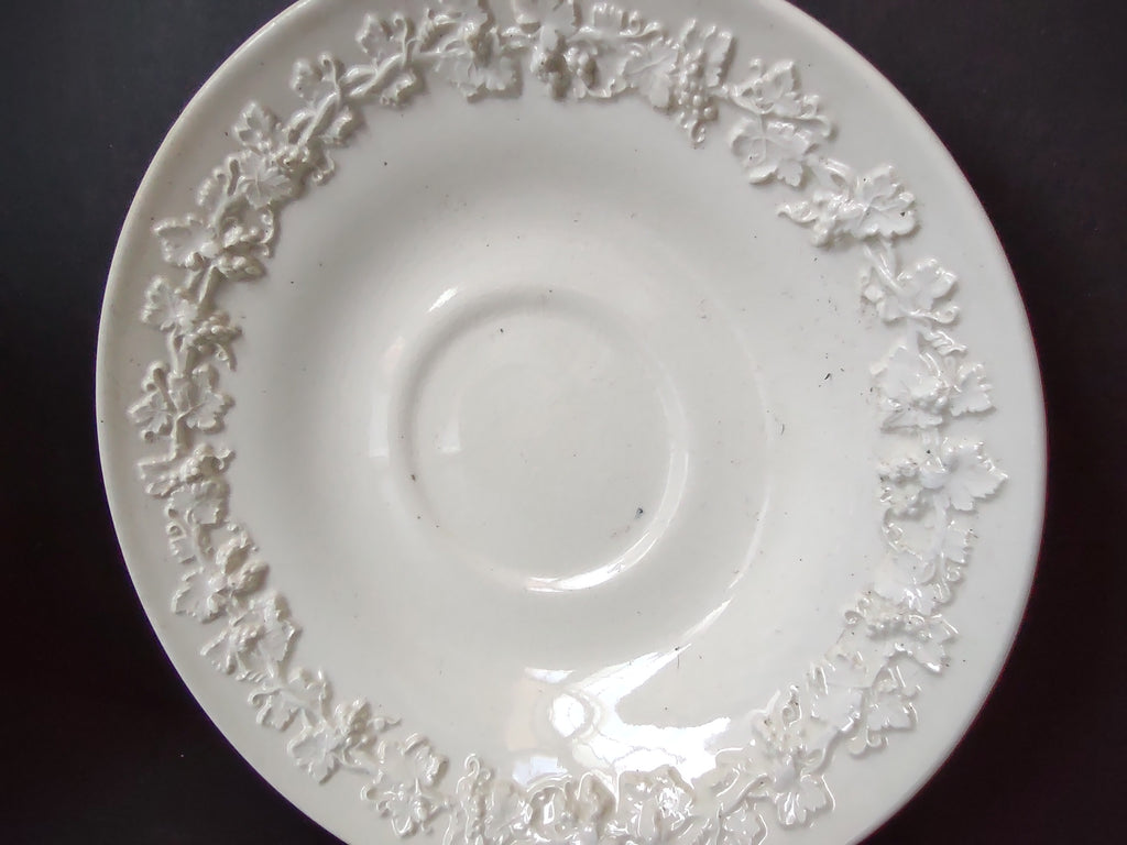 Vintage Wedgwood Embossed Queen's Ware White Cup & Saucer Set x 3 [6159]