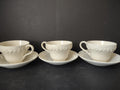 Vintage Wedgwood Embossed Queen's Ware White Cup & Saucer Set x 3 [6159]